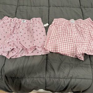 Pink Striped and Checkered Pajama Shorts Set